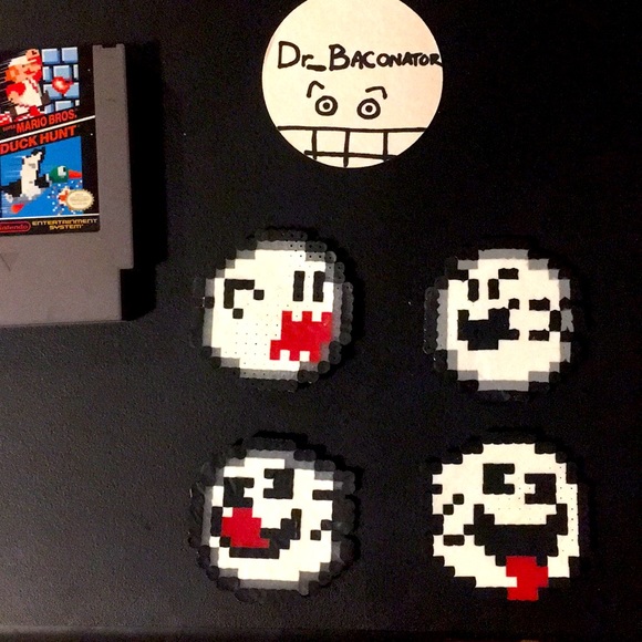 Super Mario Boo’s Set of 4 Perler Art - Picture 1 of 2